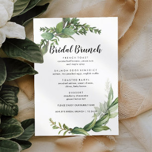 Elegant Eucalyptus Simple Bridal Brunch Menu