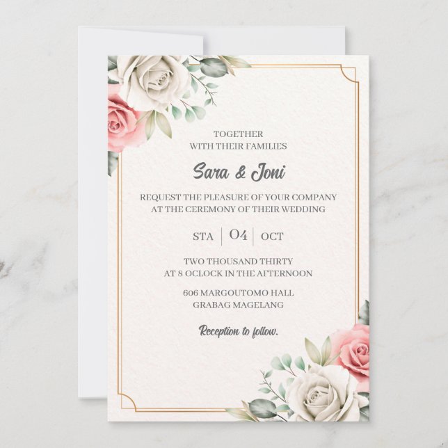 Elegant Eucalyptus  Simple Wedding Invitation (Front)