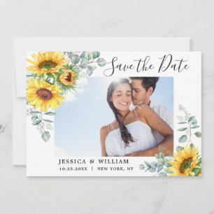 Elegant Eucalyptus Sunflower Floral Wedding Save T The Date