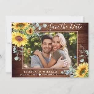 Elegant Eucalyptus Sunflower Floral Wedding Save The Date