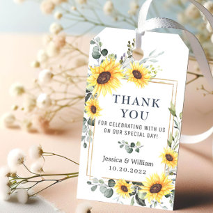 Elegant Eucalyptus Sunflowers Favour Thank You Gift Tags