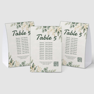 Elegant Eucalyptus Table Number with qr code