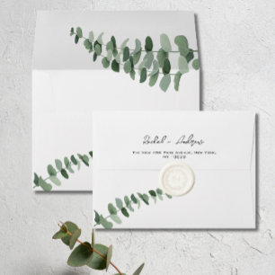Elegant Eucalyptus typography Wedding  Envelope