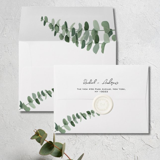 Elegant Eucalyptus typography Wedding  Envelope (Creator Uploaded)