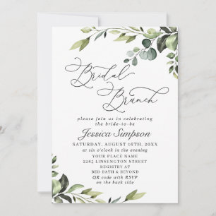 Elegant Eucalyptus Watercolor Bridal Brunch Invitation