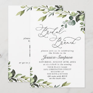 Elegant Eucalyptus Watercolor Bridal Brunch Invitation