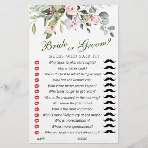 Elegant Eucalyptus Watercolor Bridal Shower Game