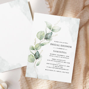 Elegant Eucalyptus Watercolor Bridal Shower Invitation