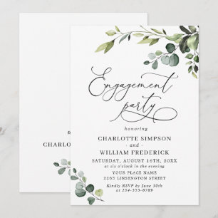 Elegant Eucalyptus Watercolor ENGAGEMENT PARTY Invitation