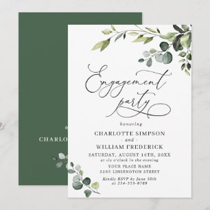Elegant Eucalyptus Watercolor ENGAGEMENT PARTY Invitation