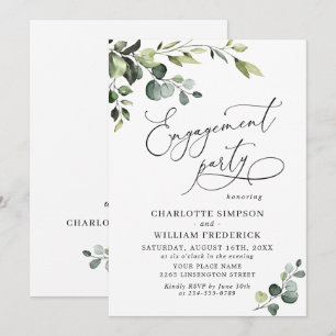 Elegant Eucalyptus Watercolor ENGAGEMENT PARTY Invitation