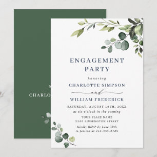 Elegant Eucalyptus Watercolor ENGAGEMENT  PARTY Invitation