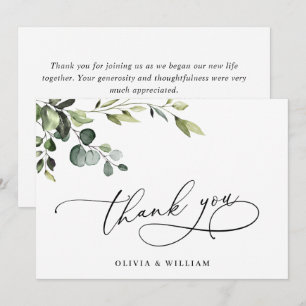 Elegant Eucalyptus Watercolor Floral QR Thank You Card