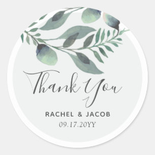 Elegant Eucalyptus Watercolor Floral Wedding Classic Round Sticker