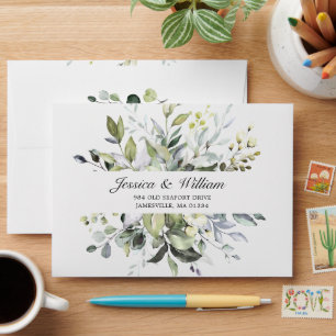 Elegant Eucalyptus Watercolor Foliage RSVP Envelope