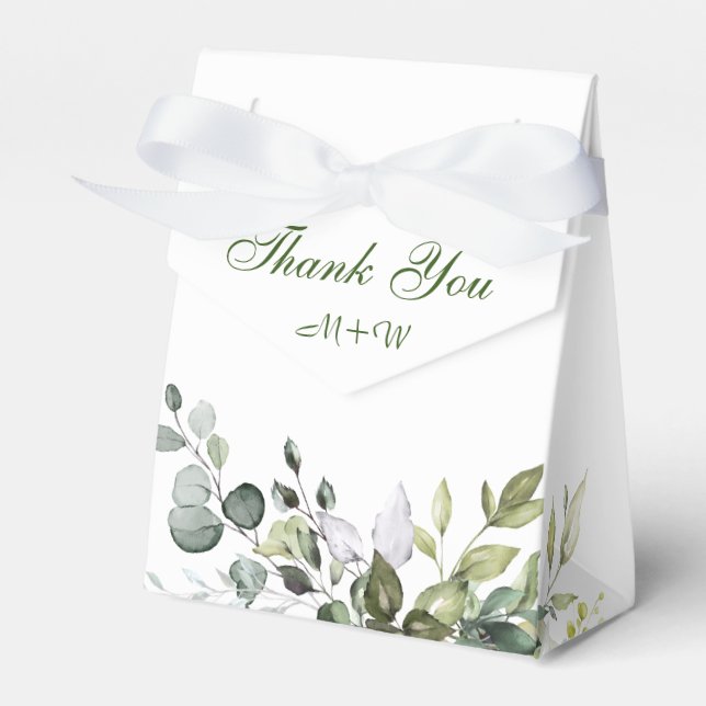 Elegant Eucalyptus Watercolor Greenery Wedding Favour Box (Front Side)