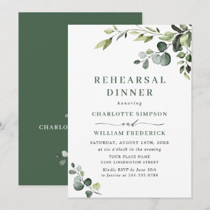 Elegant Eucalyptus Watercolor REHEARSAL DINNER Invitation