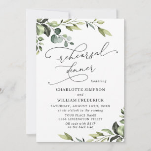 Elegant Eucalyptus Watercolor REHEARSAL DINNER Invitation