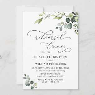 Elegant Eucalyptus Watercolor REHEARSAL DINNER Invitation
