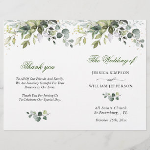 Elegant Eucalyptus Watercolor Wedding Program