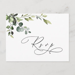 Elegant Eucalyptus Watercolor Wedding RSVP Postcard