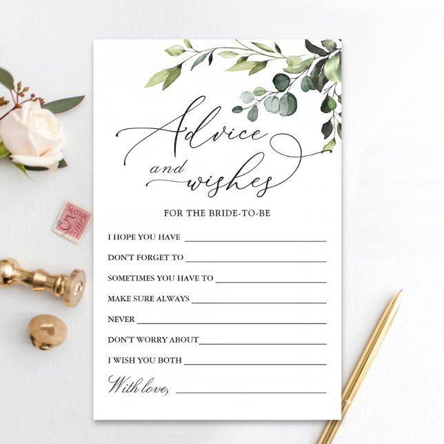 Elegant Eucalyptus Watercolor Wishes & Advice Card (Creator Uploaded)