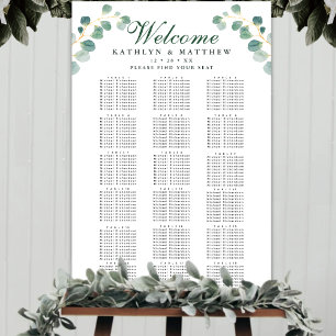 Elegant Eucalyptus Wedding 18 Table Seating Poster