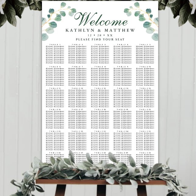 Elegant Eucalyptus Wedding 30 Table Seating Poster (Creator Uploaded)