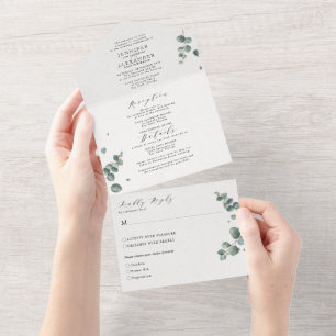 Elegant Eucalyptus Wedding All In One Invitation
