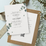 Elegant Eucalyptus Wedding All in One RSVP QR Code Invitation<br><div class="desc">A new take on our popular eucalyptus design, the leaves point to the couple's names in a combination of classic serif typography with chic calligraphy. This design is great for a rustic, fall, winter, country or outdoor wedding. HELPS TO SAVE YOU TONS OF MONEY BY ADDING DETAILS AND RSVP QR...</div>