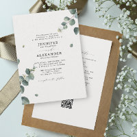 Elegant Eucalyptus Wedding All in One RSVP QR Code