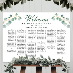 Elegant Eucalyptus Wedding Alphabetical Seating Poster