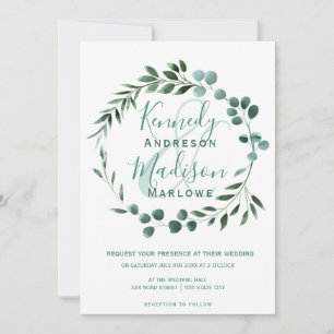 Elegant Eucalyptus Wedding Ampersand  Invitation