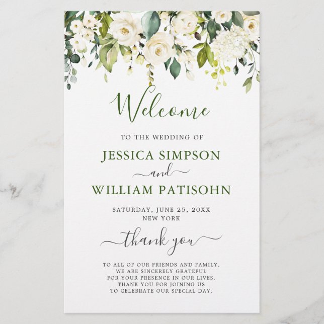 Elegant Eucalyptus Wedding Ceremony Program (Front)
