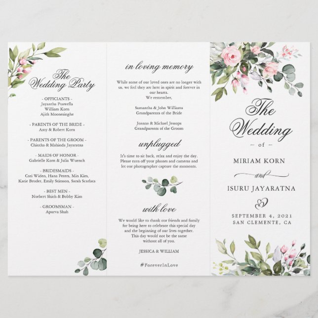 Elegant Eucalyptus Wedding Ceremony Program (Front)