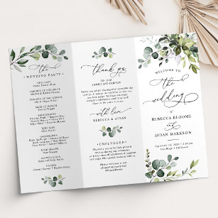 Elegant Eucalyptus Wedding Ceremony Program 