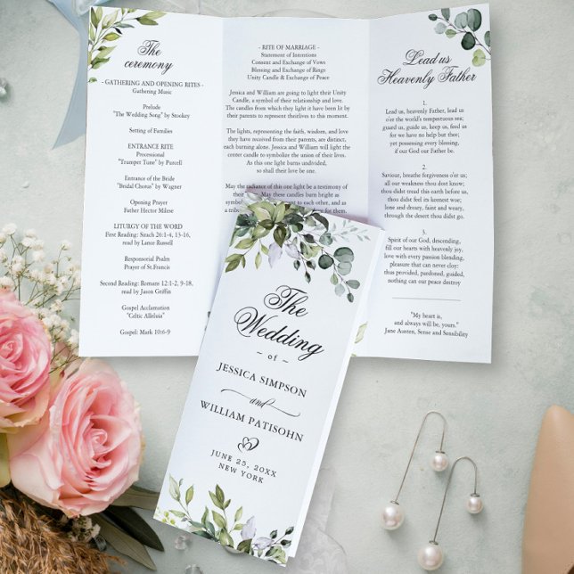 Elegant Eucalyptus Wedding Ceremony Program (Creator Uploaded)