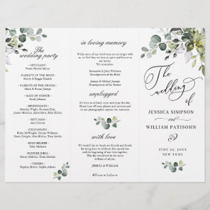 Elegant Eucalyptus Wedding Ceremony Program