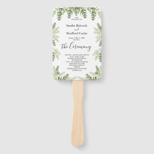 Elegant Eucalyptus Wedding Ceremony Program  Hand Fan