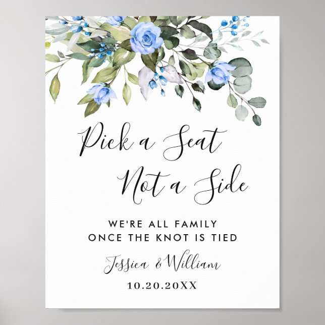 Elegant Eucalyptus Wedding Ceremony Seating Poster (Front)
