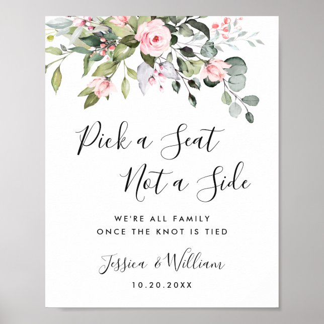 Elegant Eucalyptus Wedding Ceremony Seating Poster (Front)
