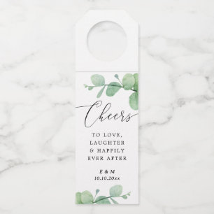Elegant Eucalyptus Wedding   Cheers To Love Favour Bottle Tag