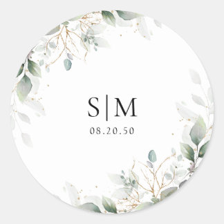 Elegant Eucalyptus Wedding Classic Round Sticker