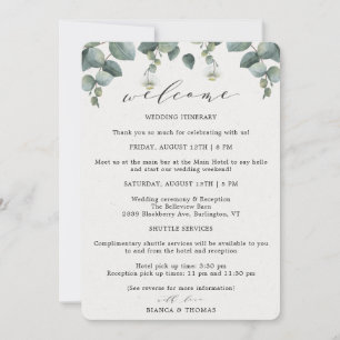 Elegant Eucalyptus Wedding Day Itinerary Announcement