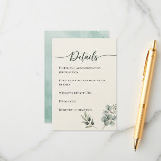 Elegant Eucalyptus Wedding Details Enclosure Card