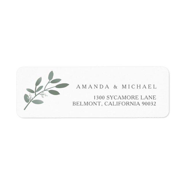Elegant Eucalyptus Wedding Envelope Return Address Label (Front)