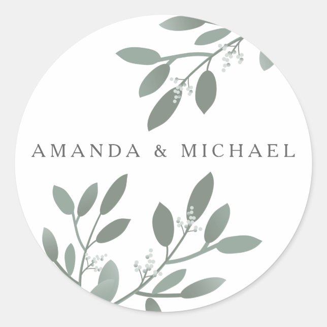 Elegant Eucalyptus Wedding Envelope Seal (Front)