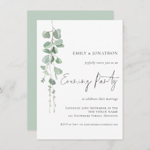 Elegant Eucalyptus Wedding Evening Party Invitation