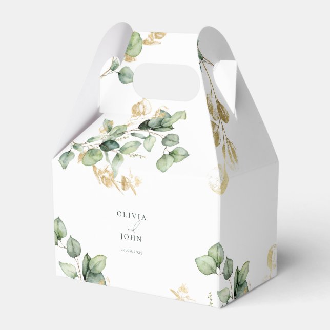 Elegant  Eucalyptus Wedding Favour Box (Front Side)