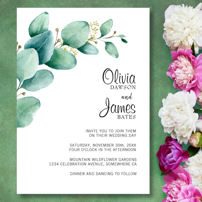 Elegant Eucalyptus Wedding Invitation (Creator Uploaded)